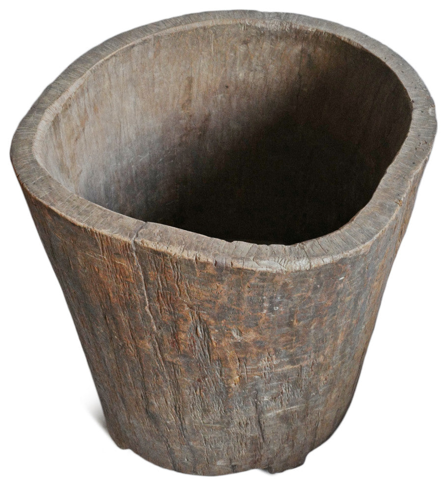 Consigned Giant Naga Wood Trunk Pot 1