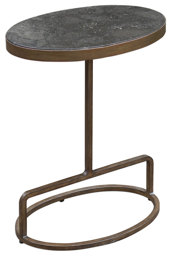 Simple Modern Oval Ring Metal Accent Table Industrial Minimalist Gold Bronze