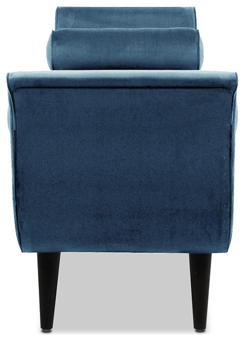 Alma 65" Tufted Entryway Bench With Bolster Pillows, Satin Teal Velvet