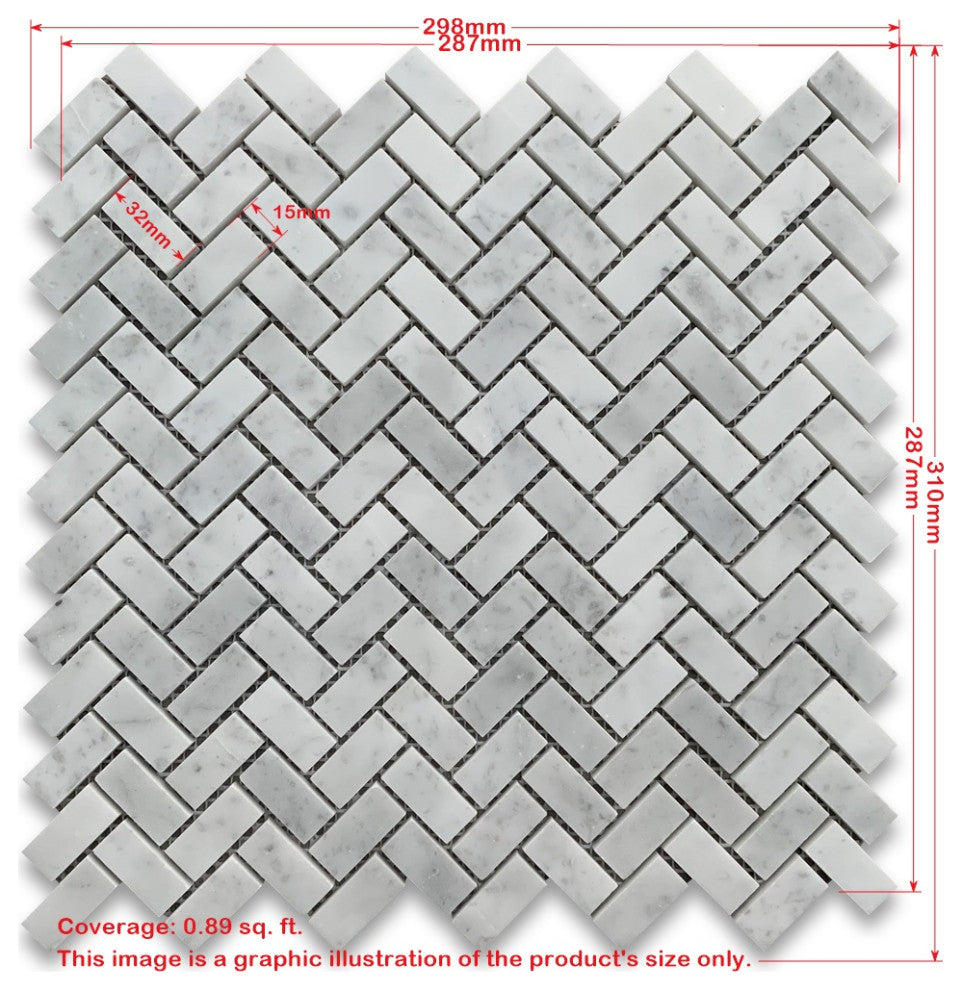 Crema Marfil Marble Herringbone Mosaic Tile Polished 5/8x1-1/4, 1 sheet