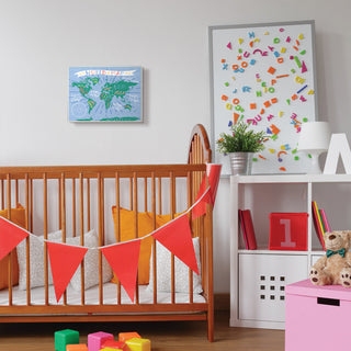 Kids World Map Colorful Nursery Design, 10"x15"