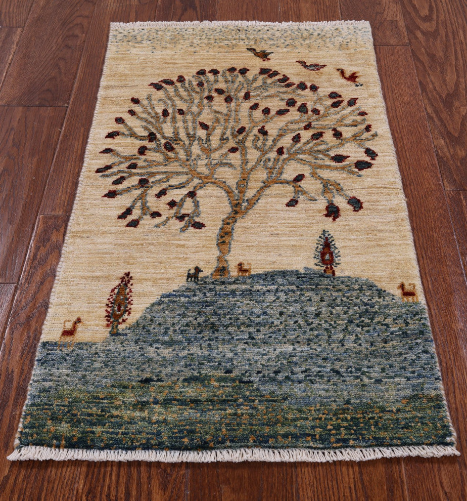 1' 8" X 3' 0" Tribal Persian Gabbeh Hand-Knotted Rug - Q12700