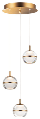 ET2 E24593-93 Swank 3 Light 12"W LED Multi Light Pendant - Natural Aged Brass