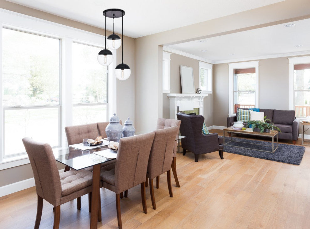 Midcentury Modern Black And Clear 3-Light Pendant