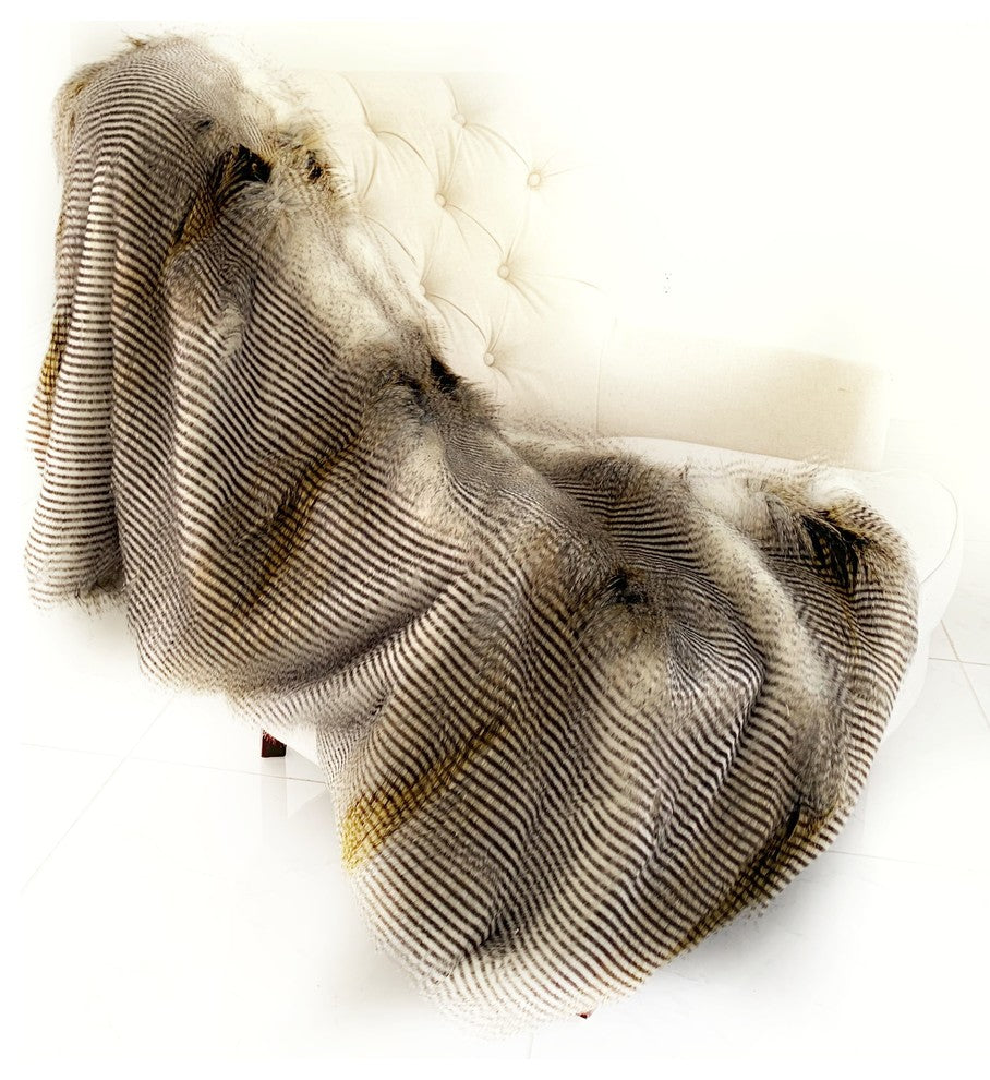 Plutus Gray, Beige and Gold Handmade Luxury Throw