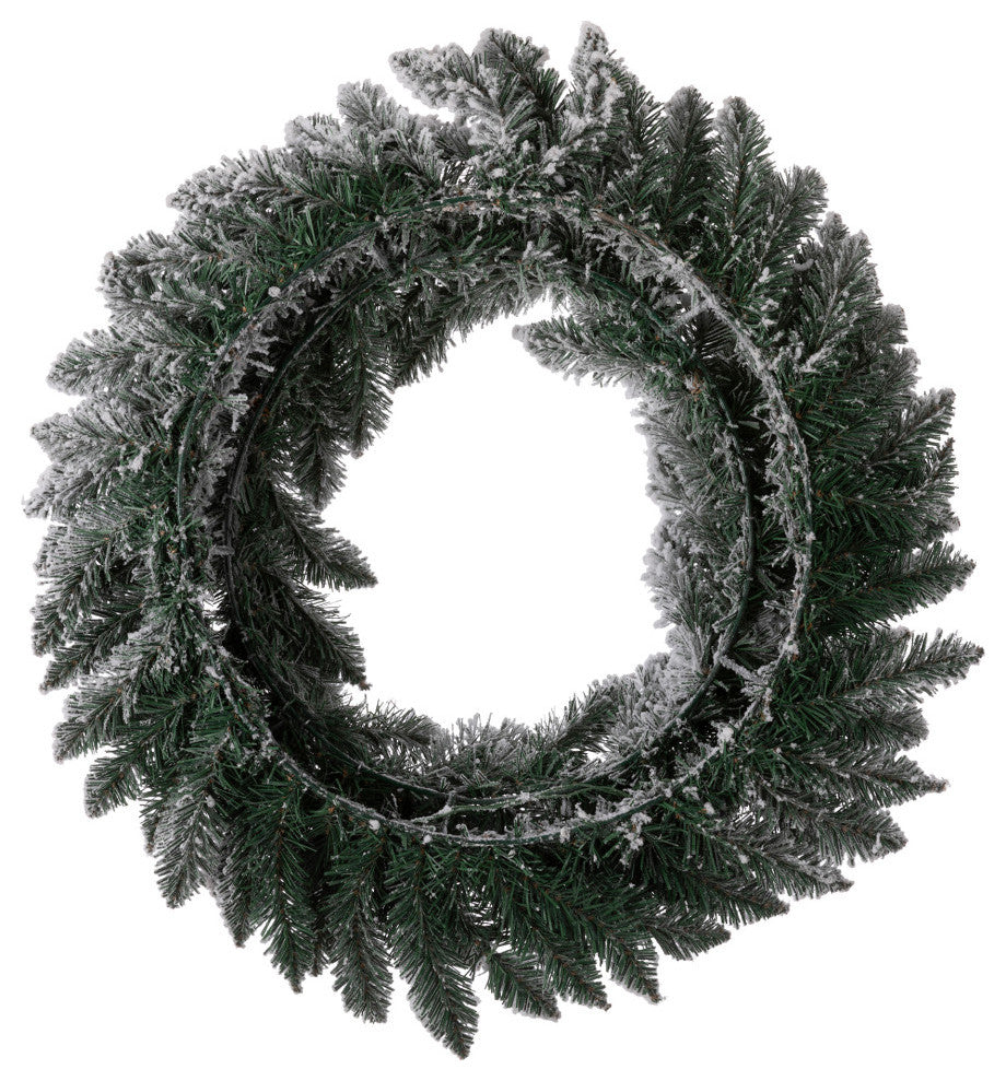 24" Pre-Lit Snow Flocked Wreath and 9' Garland Set, 3-Piece Set