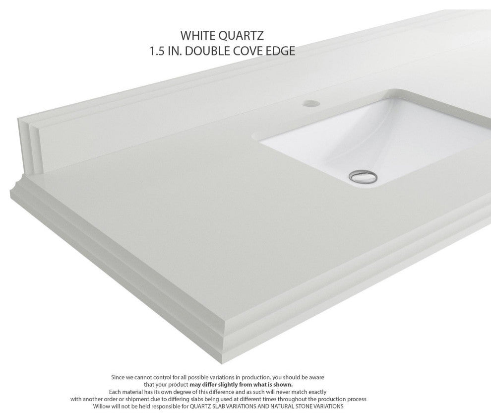 Elizabeth Oak 36" Right Offset Sink Vanity, White 1.5" White Quartz