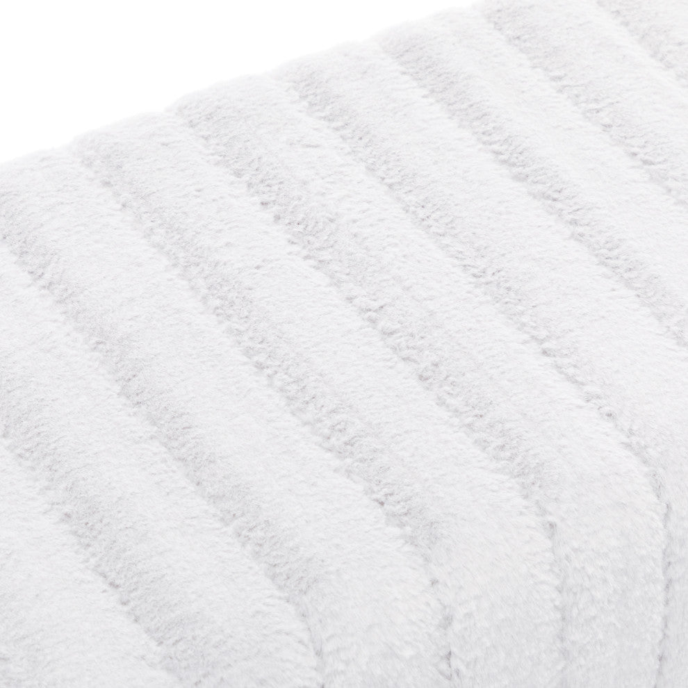 Channel Quilted Faux Fur Bedroom Bench, White