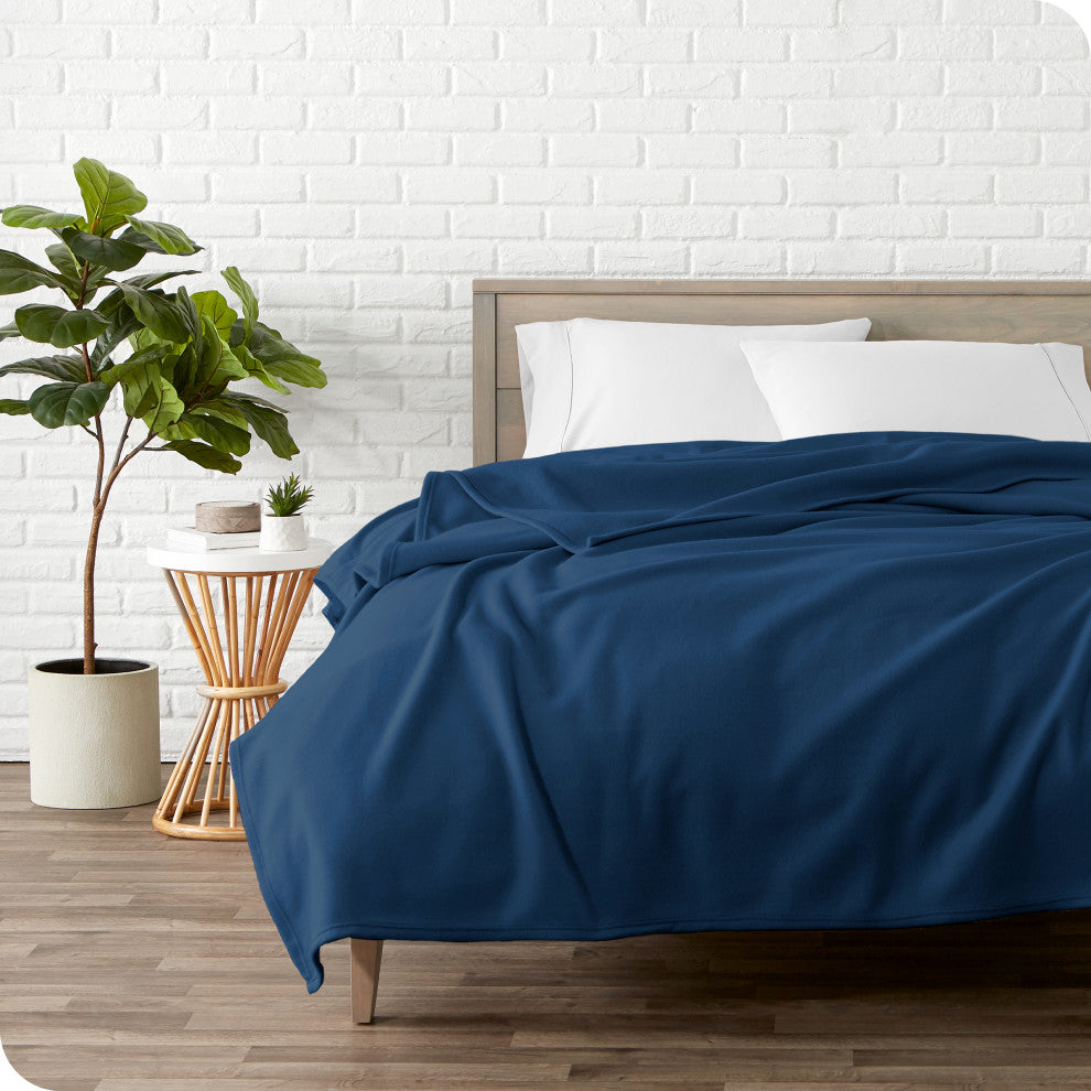 Bare Home Polar Fleece Lightweight Blanket, Dark Blue, Twin / Twin Xl