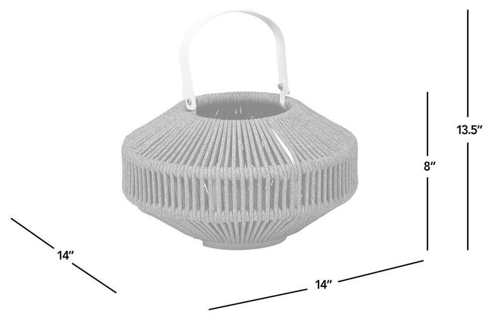 Nova 14" Woven Olefin Rope Outdoor Patio Lantern, Heathered Orange