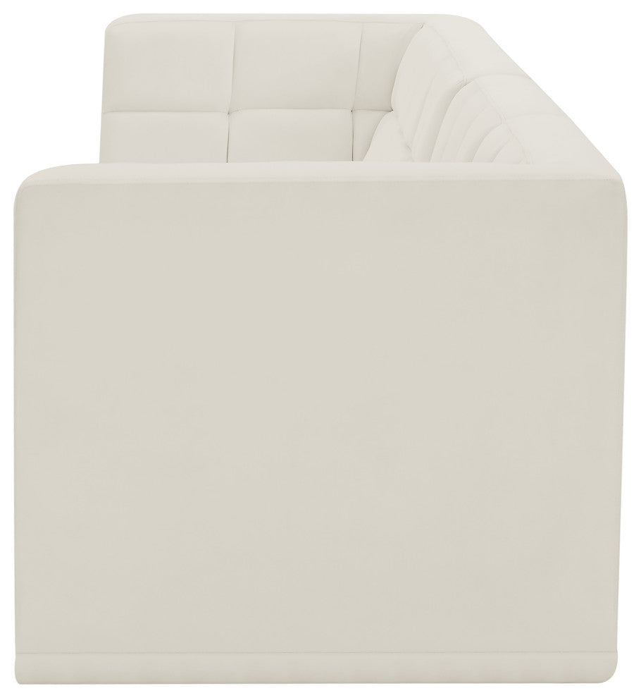 Relax Velvet Upholstered 2-Piece Modular Sofa, Cream