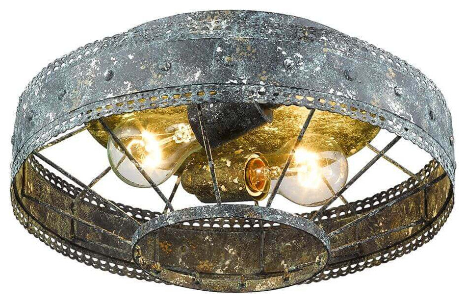 14 Inch Flush Mount, Blue Verde Patina