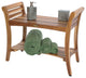 EcoDecors EarthyTeak Symmetry 29" Teak Shower Bench With Shelf And LiftAide Arms