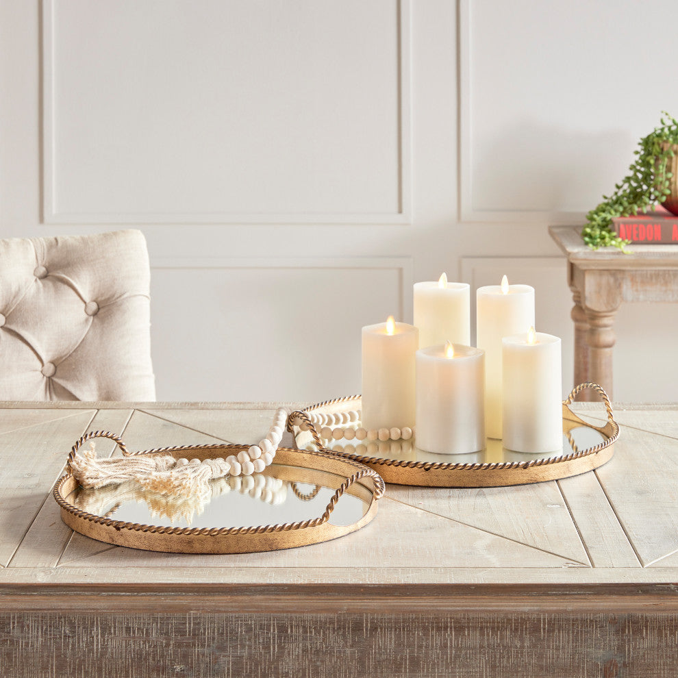 Braiden Decorative Mirrored Trays, Set of 2