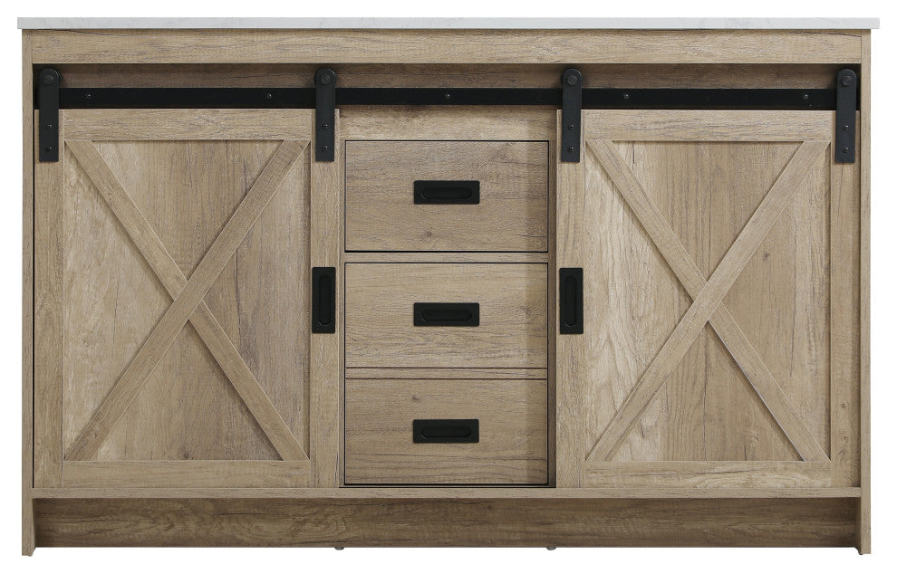 Home Living 54" Double Bathroom Vanity, Natural Oak