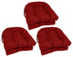 16" Polyester Solid Outdoor U-Shaped Tufted Chair Cushions, Set of 6, Paprika