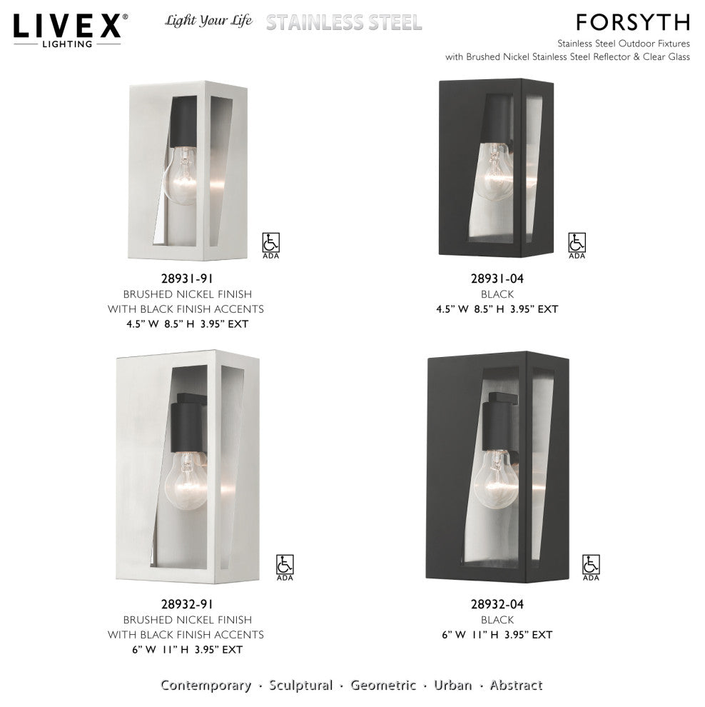 Forsyth 1-Light Black Outdoor Medium ADA Wall Lantern