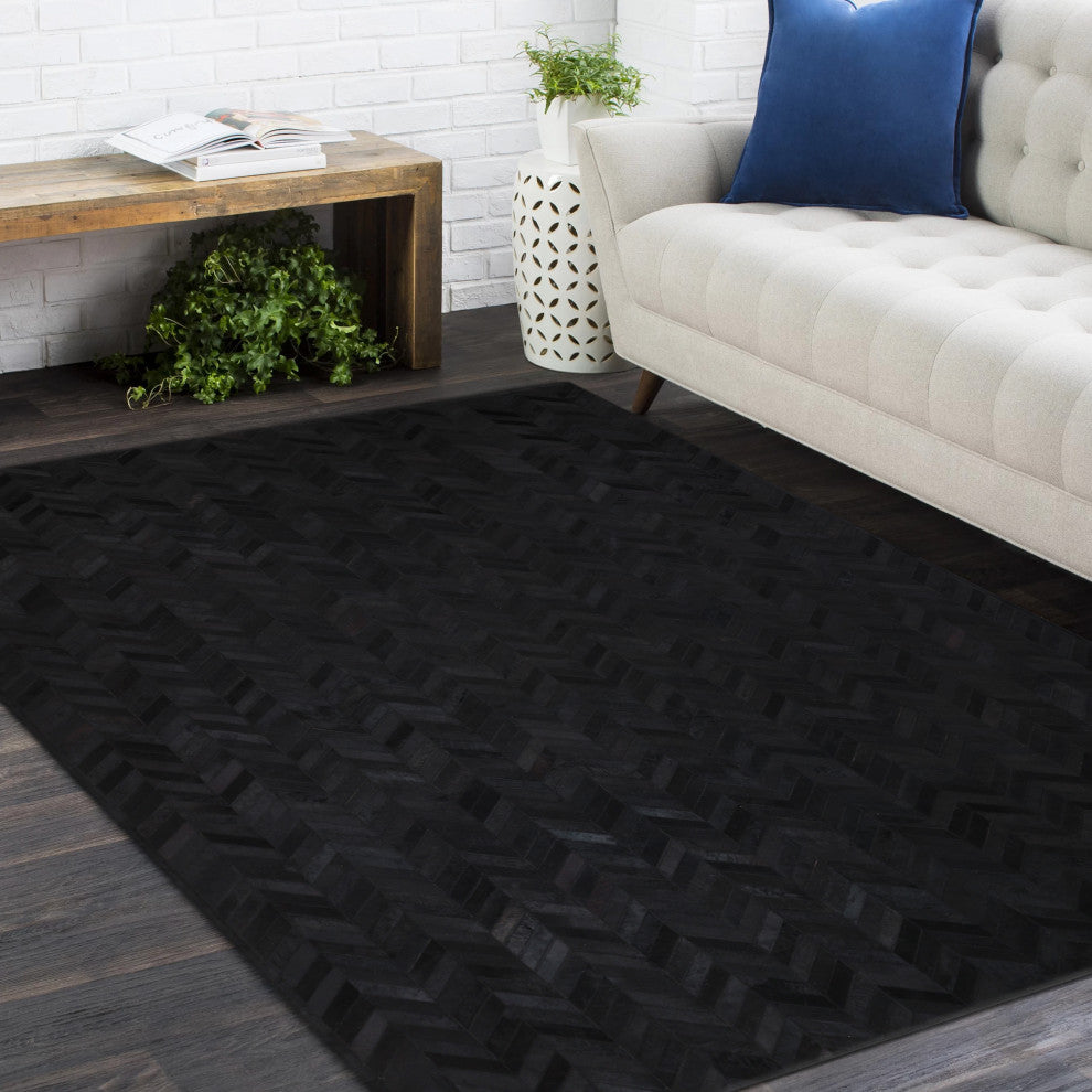 Meir Handmade Area Rug Black, 8' 0" X 10' 0"