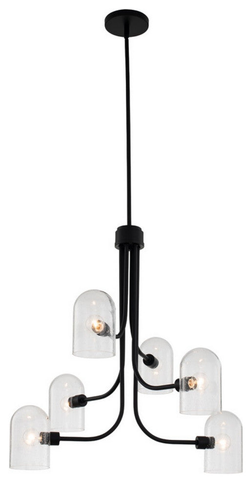 Cupola 27x37" 6 Light Chic Chandelier, Matte Black