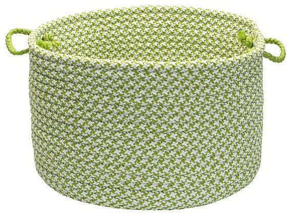 Colonial Mills Basket Outdoor Houndstooth Tweed  Lime Round