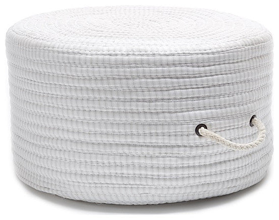 Colonial Mills Pouf Ticking Fabric Stripe Pouf Gray Round