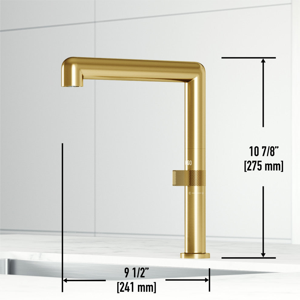 VIGO Jewel 11 in. H Single Handle Kitchen Bar Faucet, Matte Brushed Gold