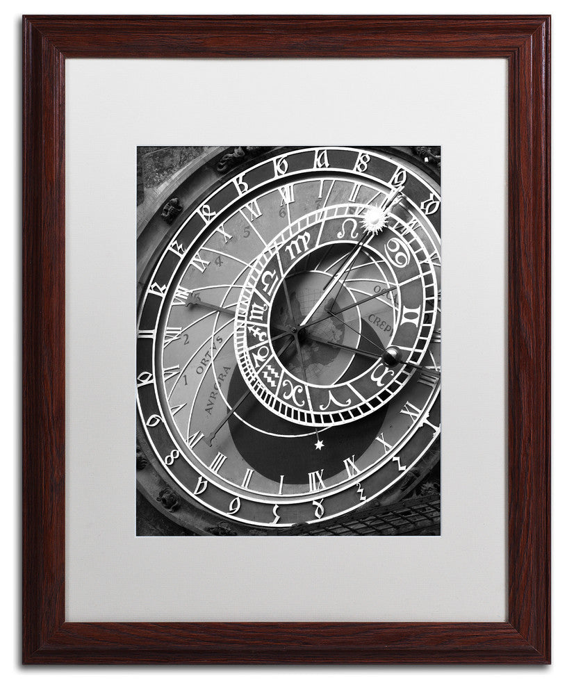 "Astronomic Watch Prague 11" Matted Framed Canvas Art by Moises Levy