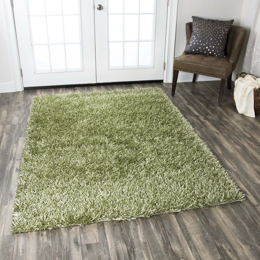 Rizzy Home Kempton KM1508 Green Solid Area Rug, Rectangular 5'x7'