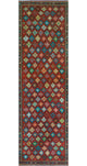 Vintage Distressed Paulette Red/Navy Runner, 2'7x8'10