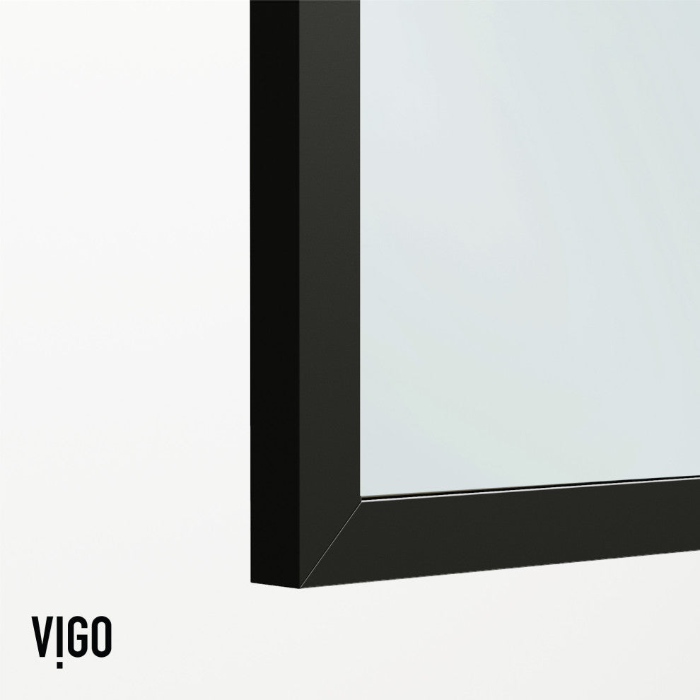 VIGO Ventana 34" W x 62" H Framed Fixed Tub Screen in Matte Black, Clear Glass