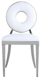 Carousel Upholstered Dining Chair, Set of 2, White Vegan Leather, Chrome Finish