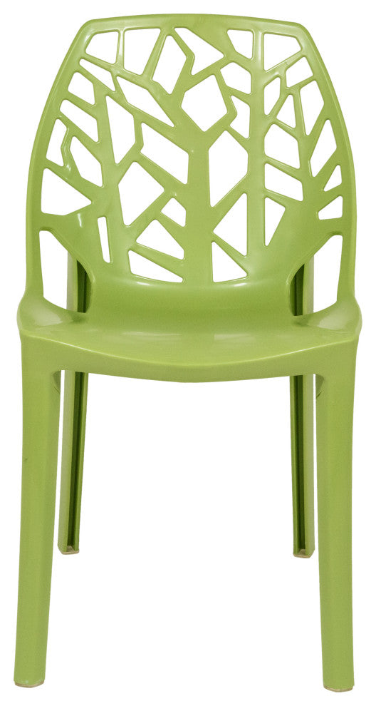 Leisuremod Cornelia Hollow Back Dining Side Chair, Set of 4, Green