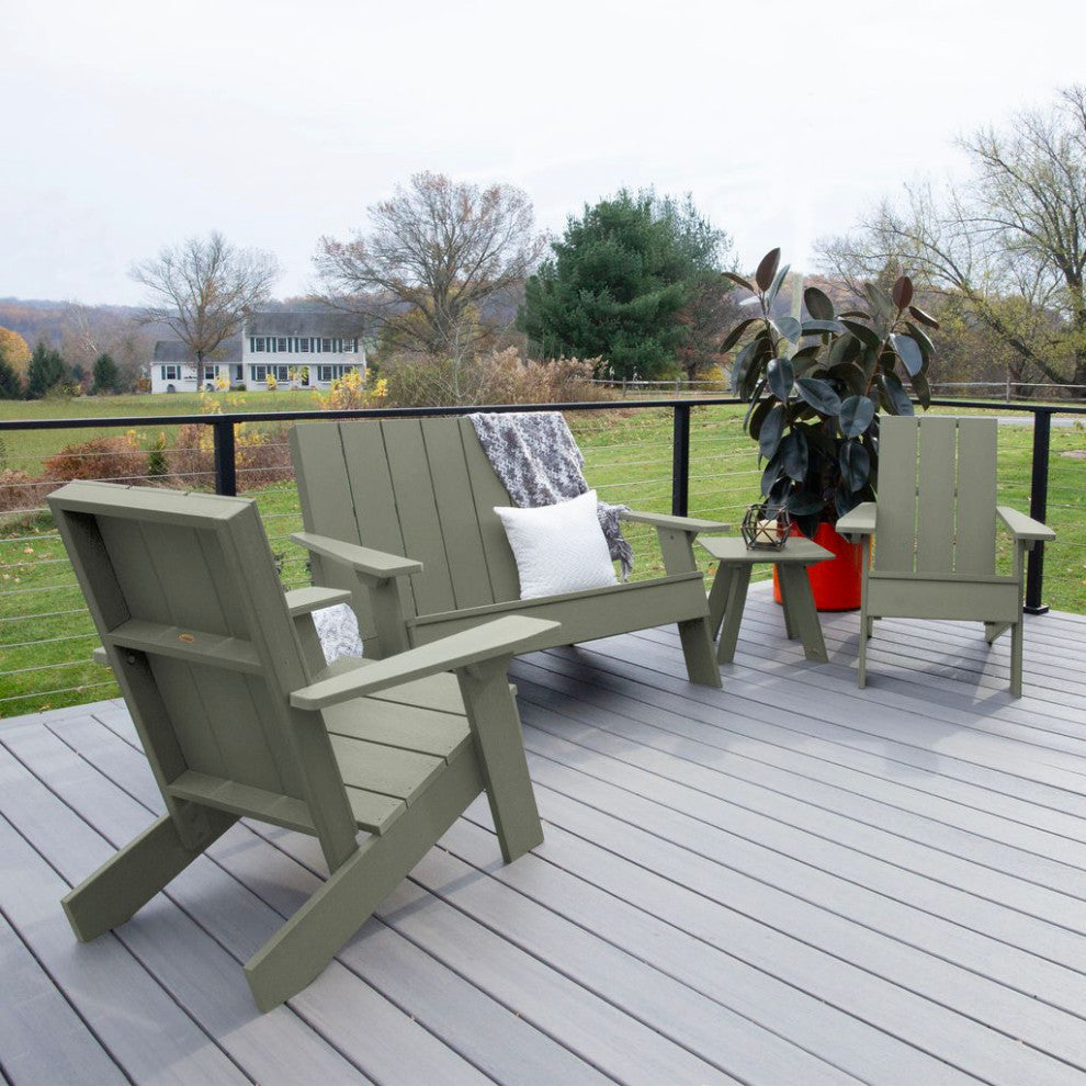 Italica Modern 4-Piece Adirondack Outdoor Set, Eucalyptus
