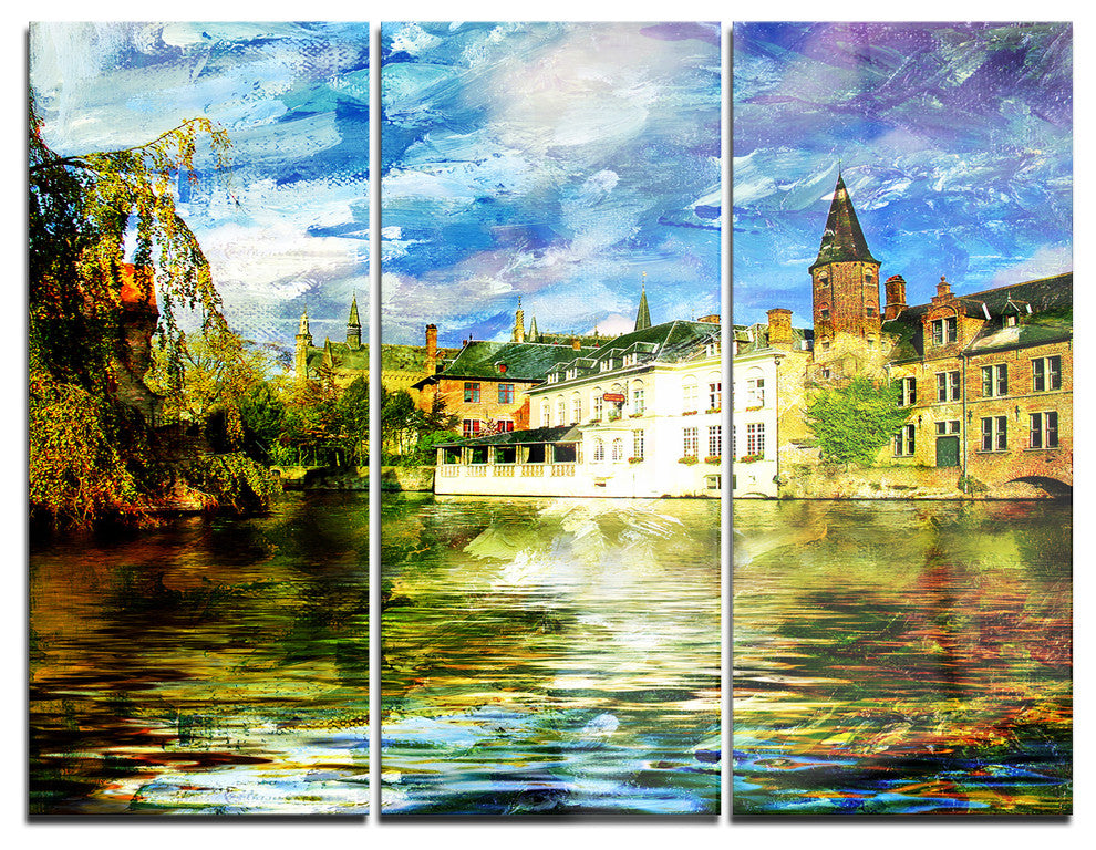 "Old Belgium Channel" Photo Metal Wall Art, 3 Panels, 36"x28"