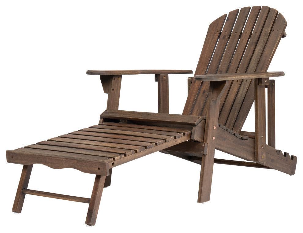 GDF Studio Katherine Outdoor Reclining Wood Adirondack Chairs, Set of 2, Gray