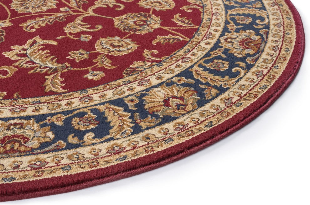 Sariya Transitional Oriental Red Round Area Rug, 8' Round