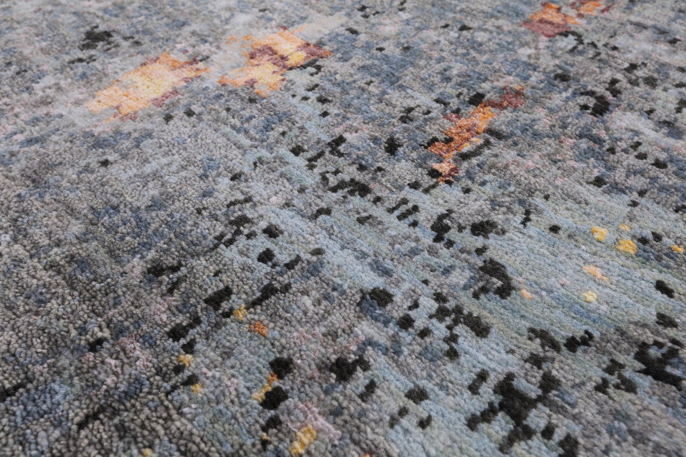 8' 0" X 10' 2" Wool and Silk Modern Branches, a Vase Design Handmade Rug Q8875