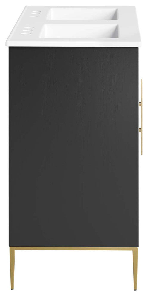 Awaken 48" Double Sink Bathroom Vanity, White Black