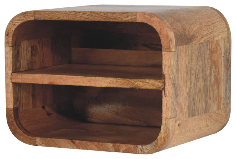 Oak-ish Floating Open Curve Nightstand