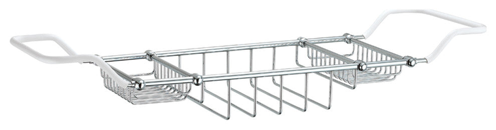 Tahiti Solid Brass Expandable Tub Shelf, Satin Nickel