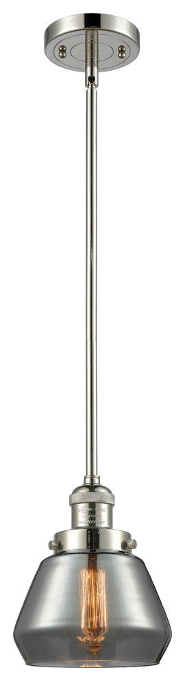 1-Light Fulton 7" Mini Pendant, Polished Nickel, Glass: Plated Smoked