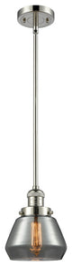 1-Light Fulton 7" Mini Pendant, Polished Nickel, Glass: Plated Smoked