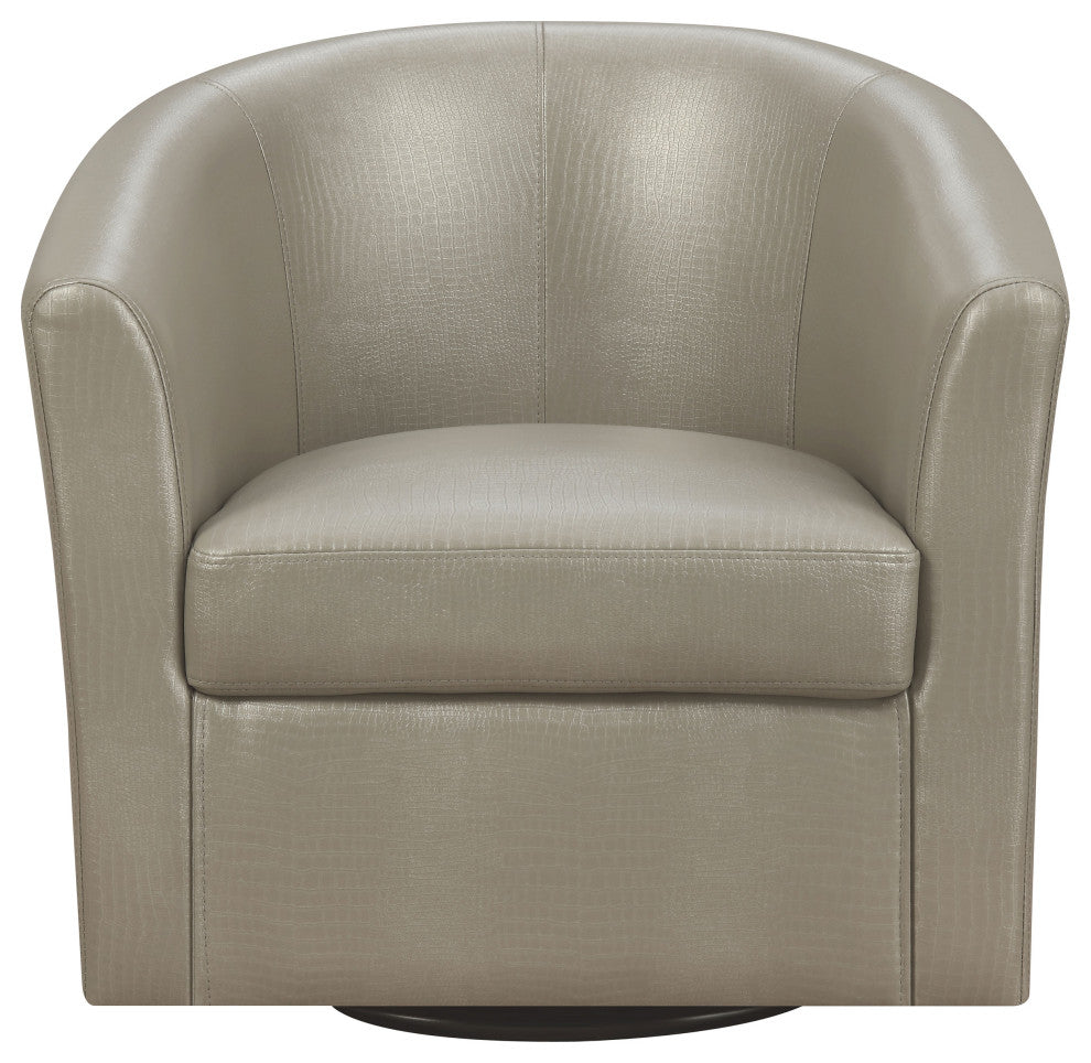 Turner Upholstered Barrel Back Swivel Chair Champagne