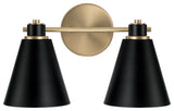Capital Lighting 150121 Bradley 2 Light 15"W Vanity Light - Aged Brass / Black