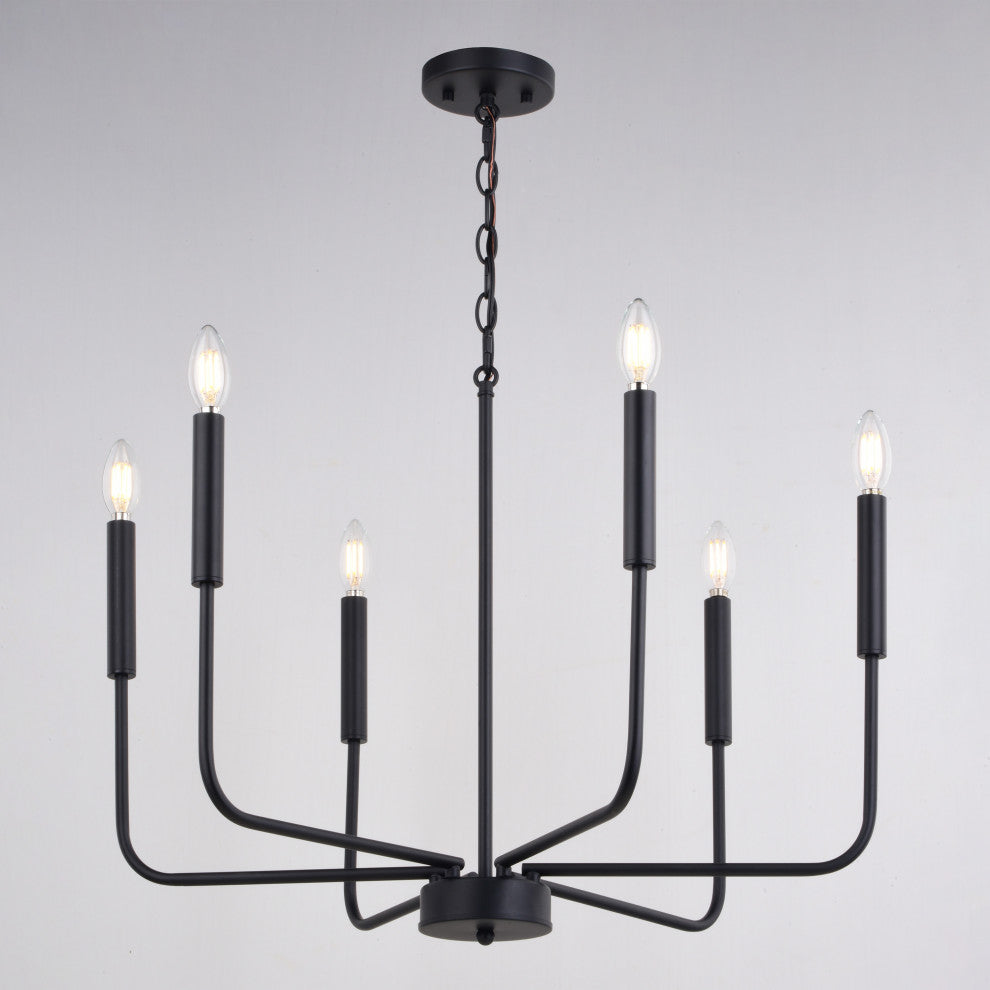 Beldon 6-Light Black Contemporary Chandelier Candelabra