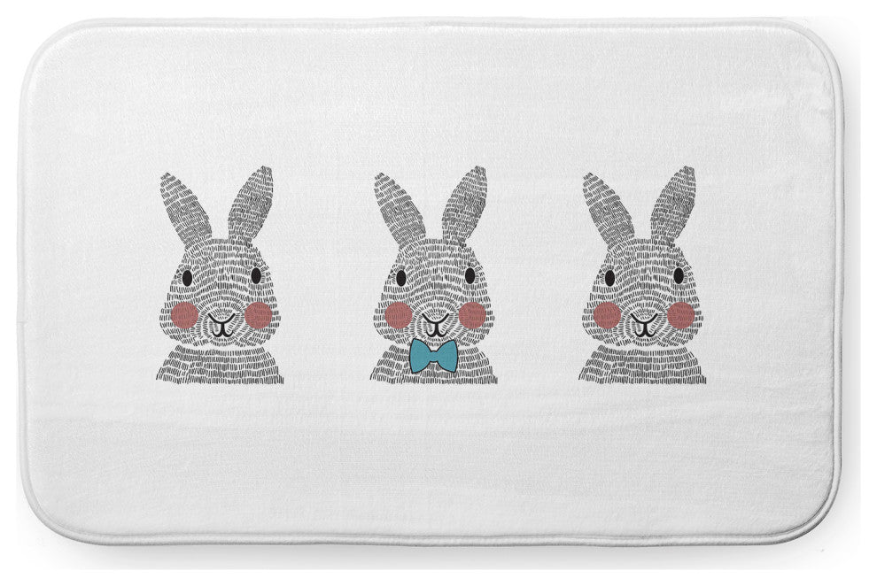 24" x 17" Bunny Triplets Bathmat, Explorer Blue