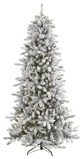 7.5ft. Flocked Livingston Fir Artificial Christmas Tree With Pine Cones