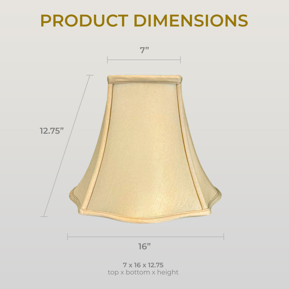 Royal Designs Flare Bottom Outside Square Bell Lamp Shade, Antique Gold, 7x16x12