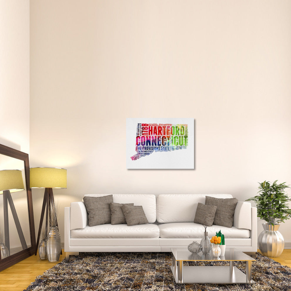 "Connecticut Watercolor Word Cloud" Fine Art Print
