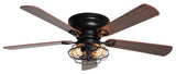 48 in Matte Black 5-Blades Flush Mount Ceiling Fan with Remote and Light Kit